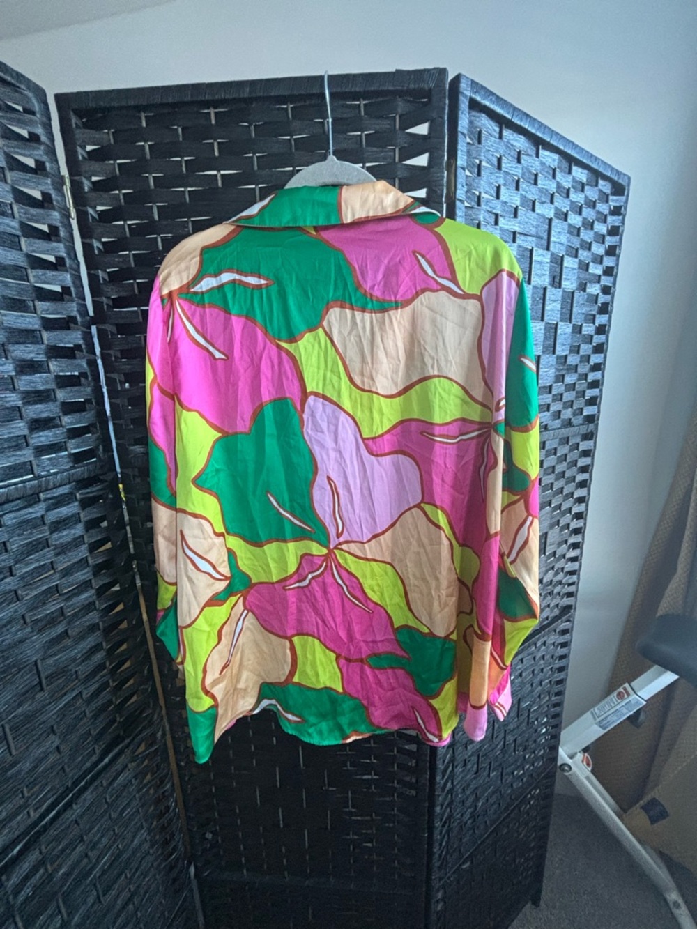 Zara Colorblock Silk Blouse - Green Pink Yellow - Picture 5 of 5
